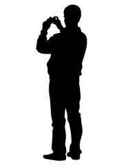 Naklejka premium Man with a camera on white background