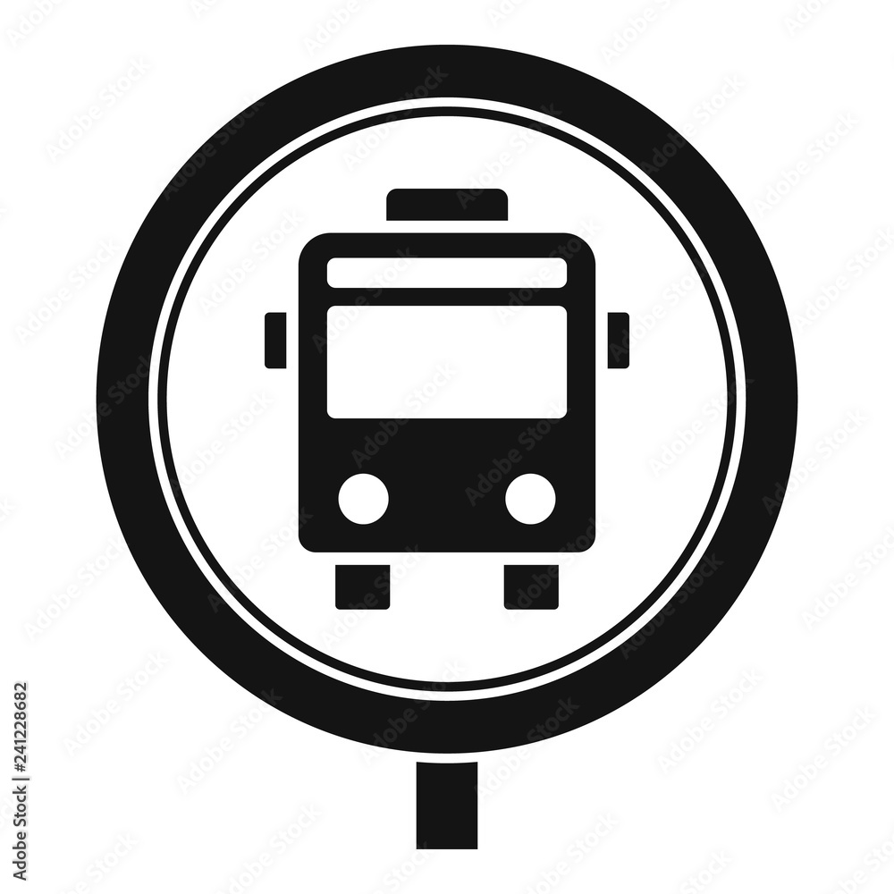 Poster circle bus stop sign icon. simple illustration of circle bus stop sign vector icon for web design is