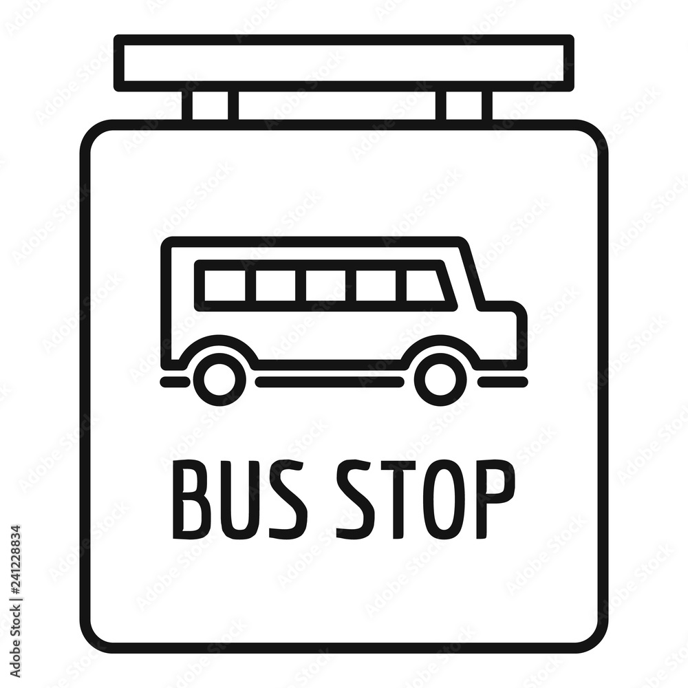 Poster bus stop station sign icon. outline bus stop station sign vector icon for web design isolated on whi