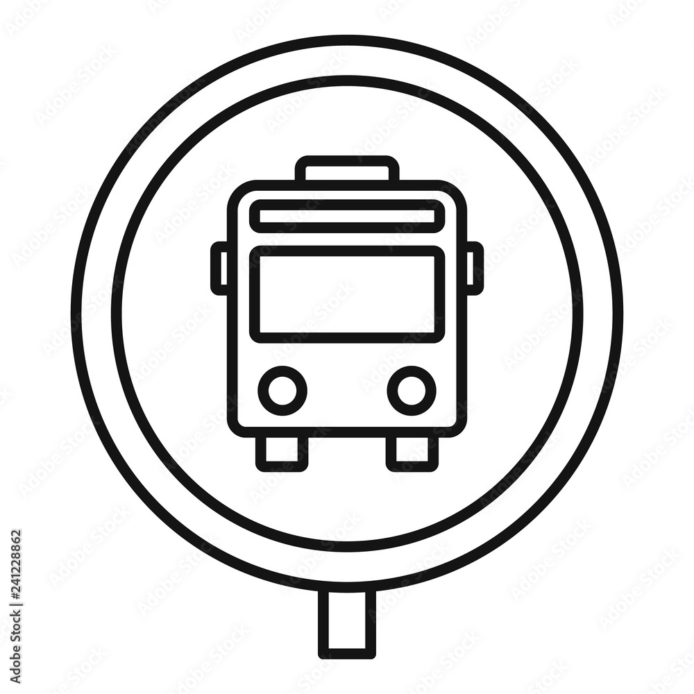 Poster circle bus stop sign icon. outline circle bus stop sign vector icon for web design isolated on white