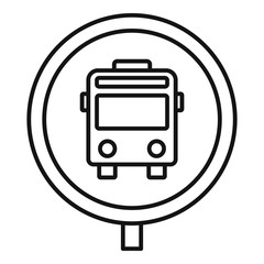 Circle bus stop sign icon. Outline circle bus stop sign vector icon for web design isolated on white background