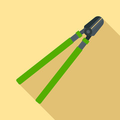 Garden long scissors icon. Flat illustration of garden long scissors vector icon for web design