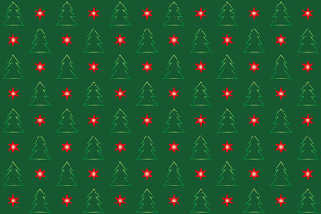 seamless background of christmas trees and stars in red and green