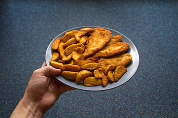 schnitzel with baked potato 