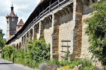 Fototapeta na wymiar Medieval city walls of a little town in Germany