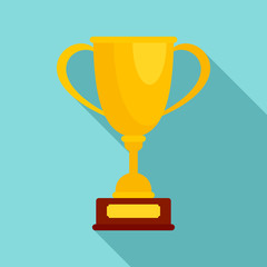 Horse riding gold cup icon. Flat illustration of horse riding gold cup vector icon for web design