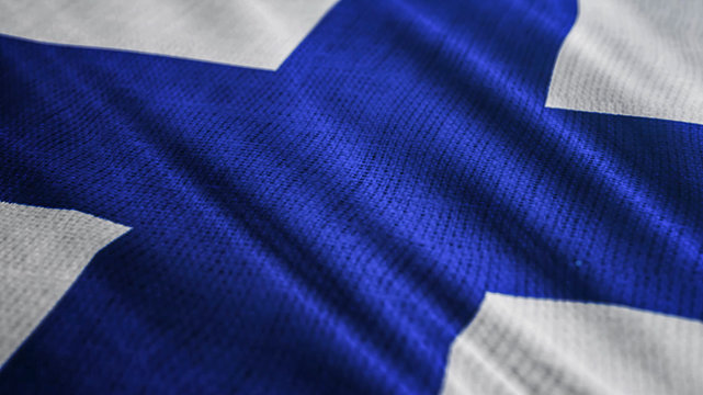 Finland flag is waving 3D illustration. Symbol of Finlandia national on fabric cloth 3D rendering in full perspective.
