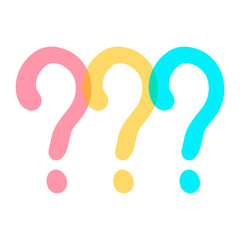 Question hand drawn illustration in red orange and blue