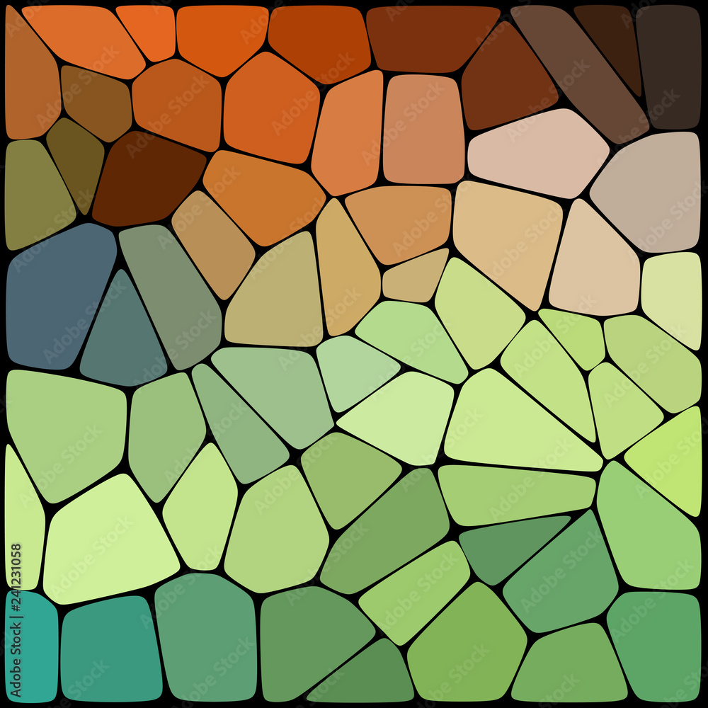 Poster abstract background consisting of black lines with rounded edges of different sizes and green, brown
