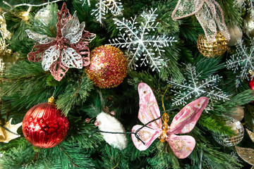 Christmas tree decorated with toys