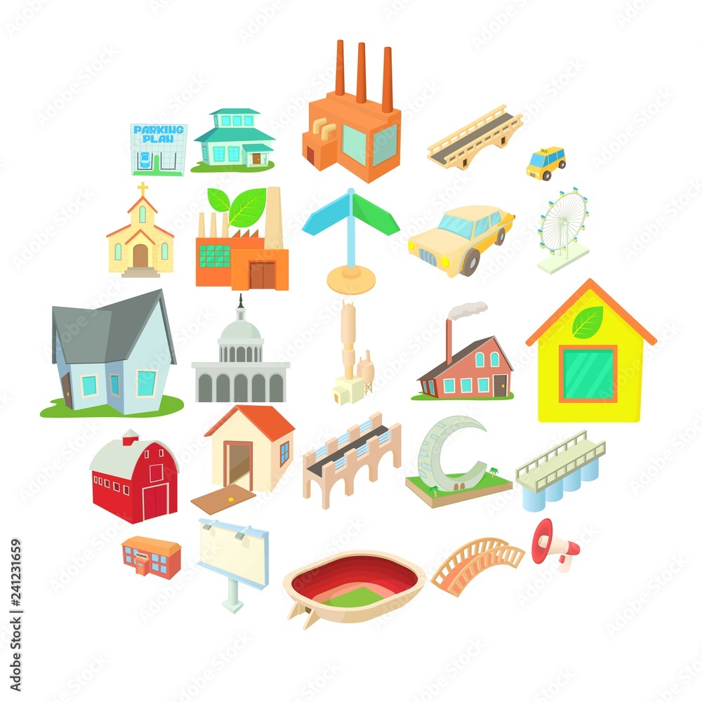 Poster remote location icons set. cartoon set of 25 remote location vector icons for web isolated on white 