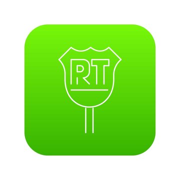 RT sign icon green vector isolated on white background