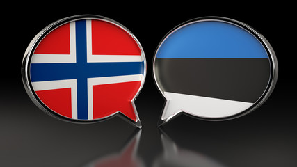 Norway and Estonia flags with Speech Bubbles. 3D illustration