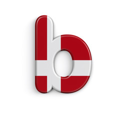 Denmark letter B - Lower-case 3d Danish flag font - Suitable for Denmark, nordic culture or Caribbean related subjects