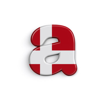 Denmark letter A - Lowercase 3d Danish flag font - Suitable for Denmark, nordic culture or Caribbean related subjects