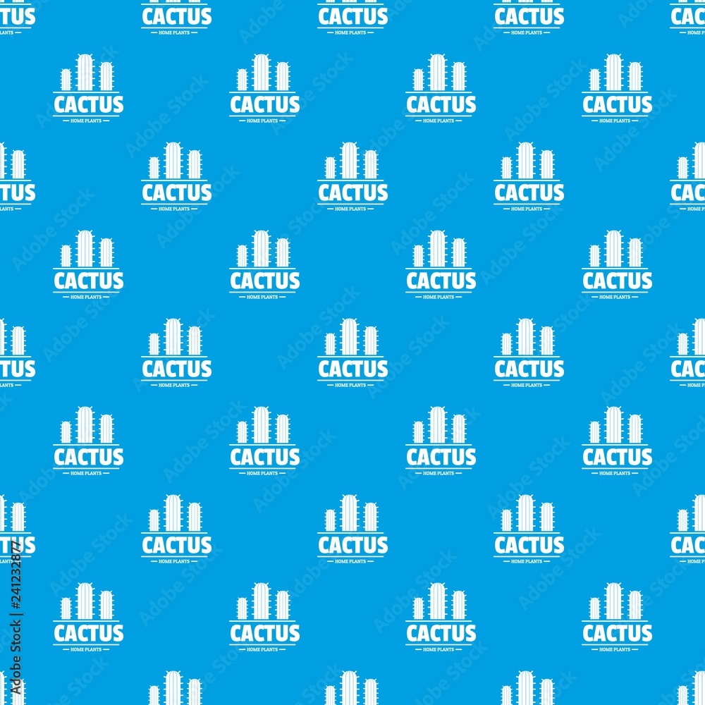 Poster botany cactus pattern vector seamless blue repeat for any use