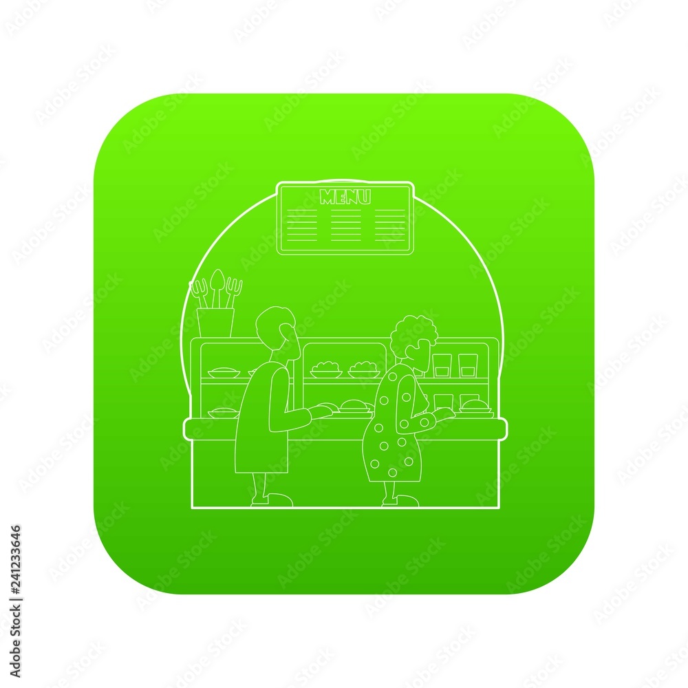 Poster queue in canteen for food concept. outline illustration of queue in canteen for food vector concept 