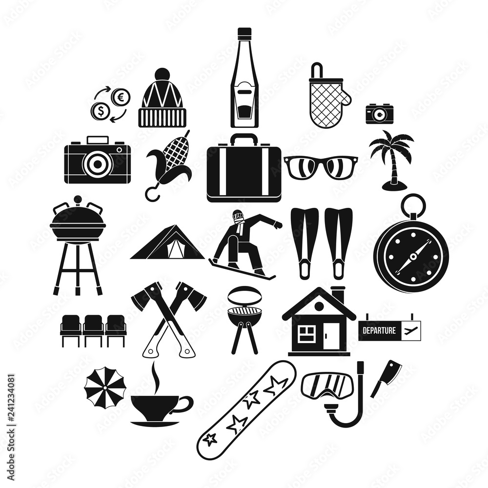Poster leave of absence icons set. simple set of 25 leave of absence vector icons for web isolated on white