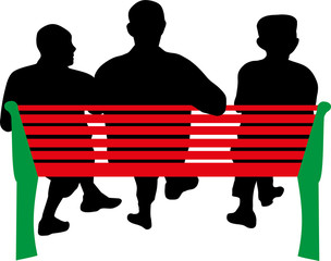 TROIS HOMMES SUR LE BANC