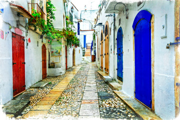 Charming picturesque old streets of Italian villages in Puglia