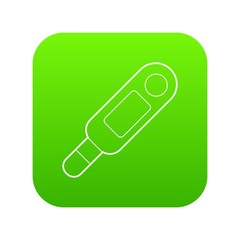 Medical thermometer icon green vector isolated on white background