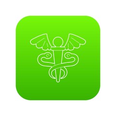Sign medicine icon green vector isolated on white background