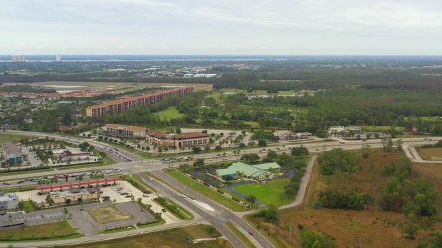 Aerial landscape footage of Ft Myers FL