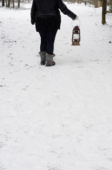 A Walk In Snow With A Lantern