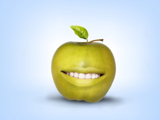 Smiling green apple