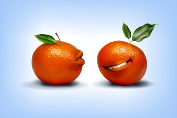 Two happy tangerines