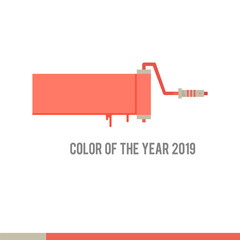 Fashion color of the year 2019. Living Coral trendy background with a paint roller. 