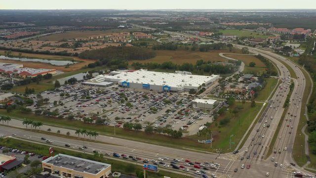 Aerial video Fort Myers Florida Walmart