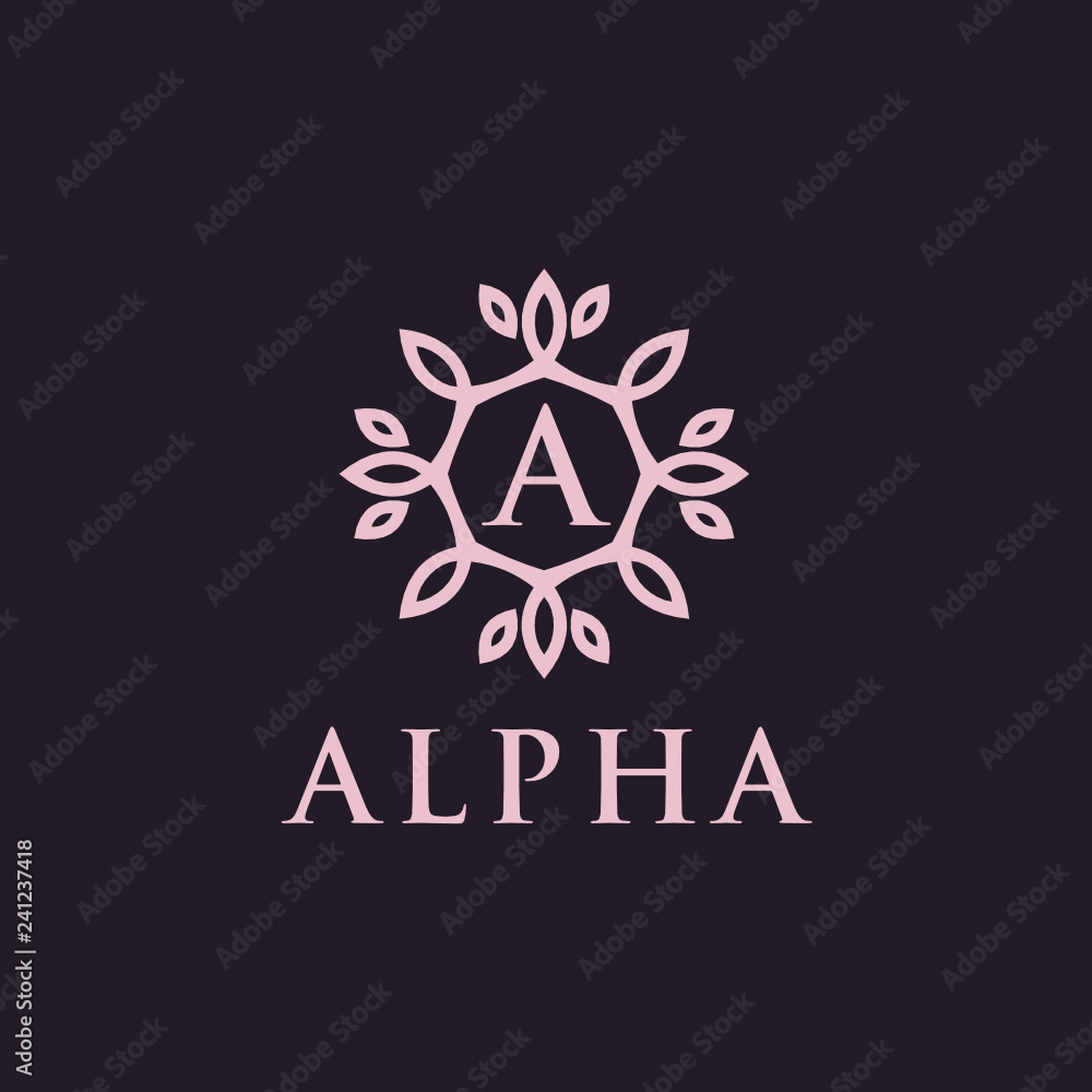 Poster Premium linear shield monogram letter A logotype. Elegant crest leaf stamp icon vector logo. Luxury alphabet frame symbol. - Vector