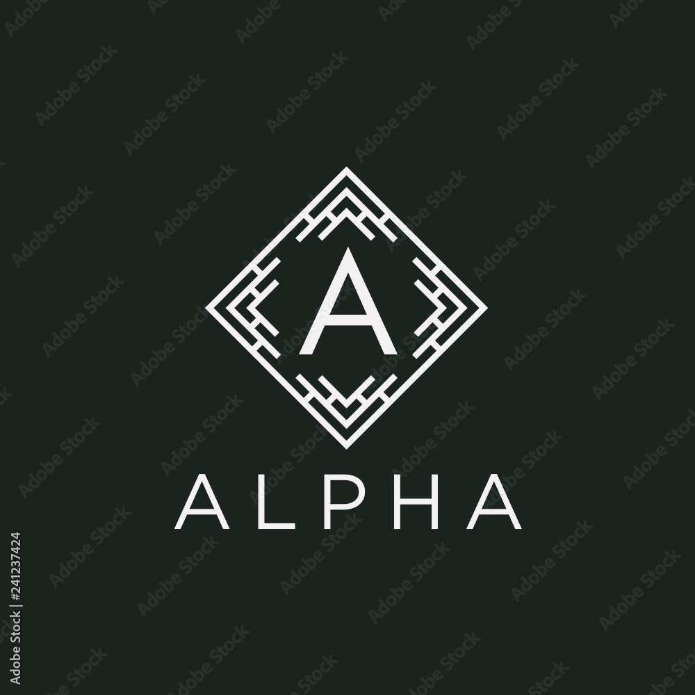 Poster premium linear shield monogram letter a logotype. elegant crest leaf stamp icon vector logo. luxury 