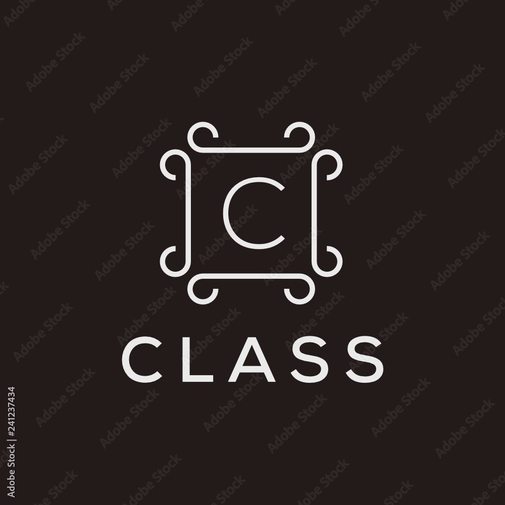 Poster premium linear shield monogram letter c logotype. elegant crest leaf stamp icon vector logo. luxury 