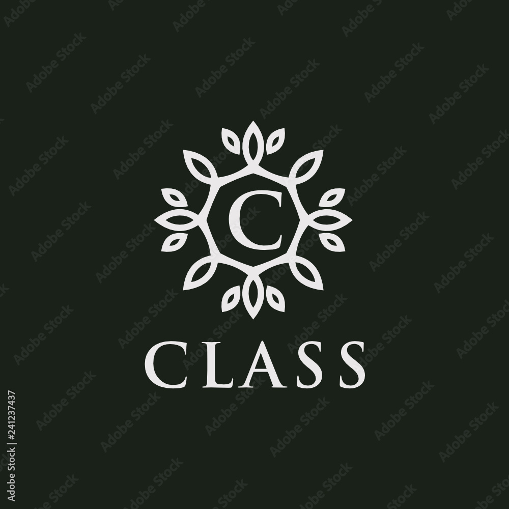 Aufkleber premium linear shield monogram letter c logotype. elegant crest leaf stamp icon vector logo. luxury 