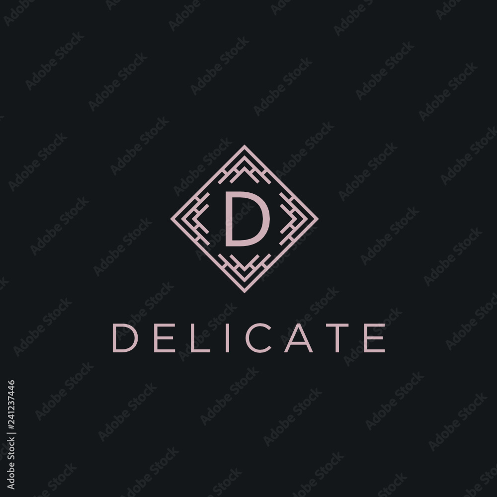 Poster premium linear shield monogram letter d logotype. elegant crest leaf stamp icon vector logo. luxury 