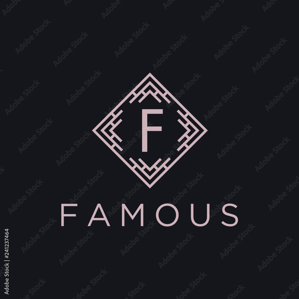 Poster premium linear shield monogram letter f logotype. elegant crest leaf stamp icon vector logo. luxury 