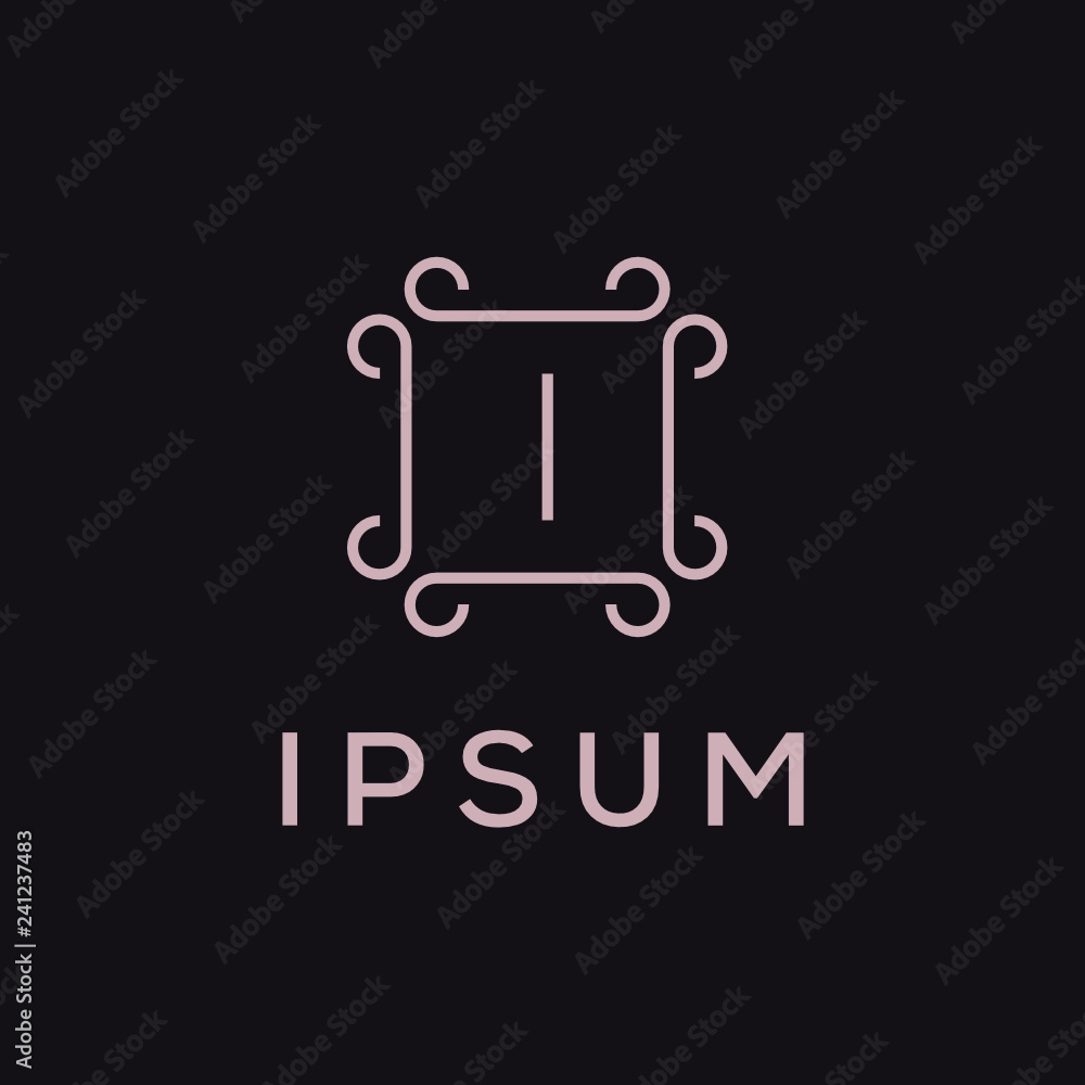 Poster premium linear shield monogram letter i logotype. elegant crest leaf stamp icon vector logo. luxury 