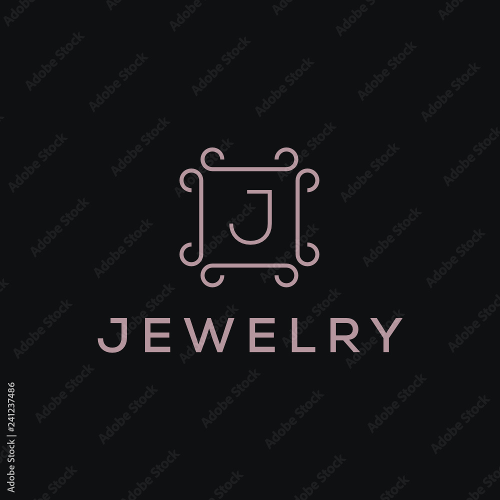 Poster premium linear shield monogram letter j logotype. elegant crest leaf stamp icon vector logo. luxury 
