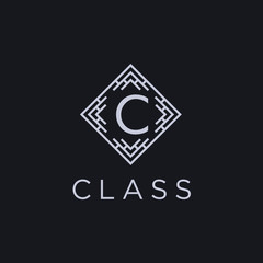 Premium linear shield monogram letter C logotype. Elegant crest leaf stamp icon vector logo. Luxury alphabet frame symbol. - Vector