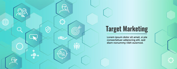 Fototapeta na wymiar Target Marketing Icon Set and Web Header Banner