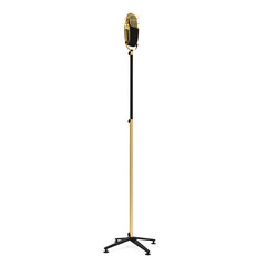 Fototapeta premium Retro Gold Microphone Stand Up 3d Illustration