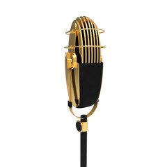 Retro Vintage Gold Microphone Stand Up 3d Render