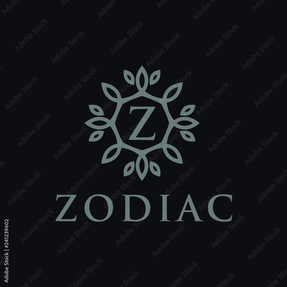 Poster premium linear shield monogram letter z logotype. elegant crest leaf stamp icon vector logo. luxury 