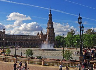 Fountain at the Plaza de España, Seville (Sevilla), Spain