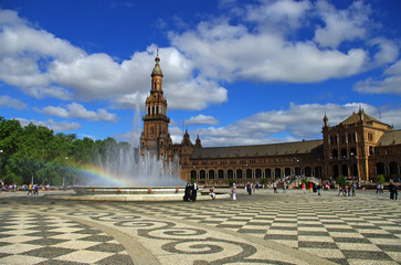 Fountain at the Plaza de España, Seville (Sevilla), Spain