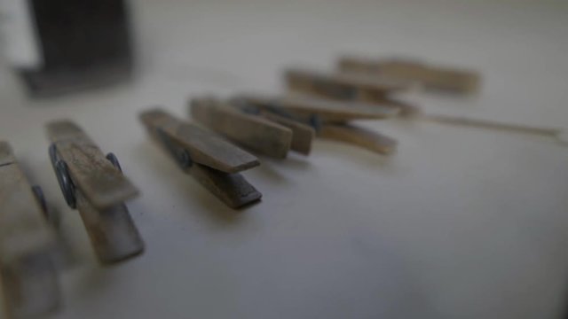 Wood Clothes Pegs Slow Motion 120p HD1080p