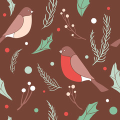 Christmas seamless pattern with branches