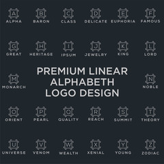 Premium linear shield monogram logotype. Elegant crest leaf stamp icon vector logo. Luxury alphabet frame symbol. - Vector